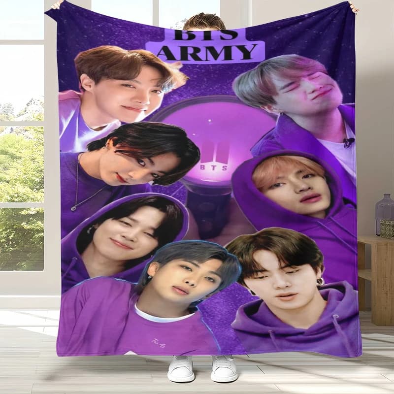Coperta in flanella Fashion B-BTS Kpop, coperta in peluche ultra morbida e calda per casa, camera da letto, letto, divano, ufficio, campeggio, picnic, regalo