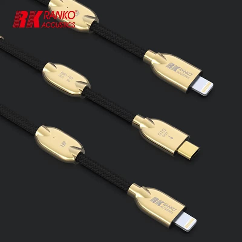 RANKO RUF-100(AU) Monocrystal Gold-silver Alloy Au-Ag UIF-USB USB Data Audio Cable Lightning/Type-C To Type-C OTG for Phone Amp