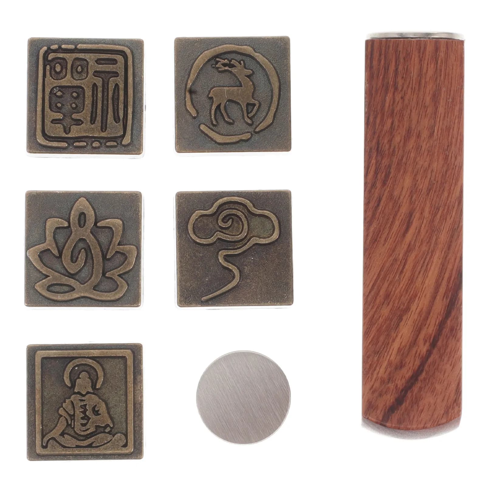 Chinese Stamp Wood Engraving Zen Cloud Calligraphy Seal Traditional Craft Scrapbooking Stamps Set Stamp for Clay