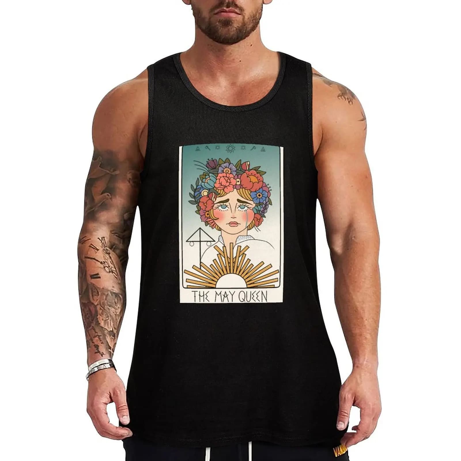 May Queen Tarot Card Tank Top Regular Fit Basic Tank Top Camicia casual senza maniche