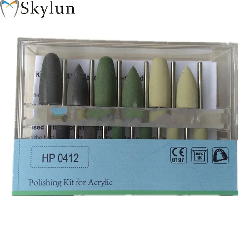 Dental Resin Base Denture Polishing Kit for Low-Speed Handpiece - Set of Resin Silicone Rubber Tools SL604