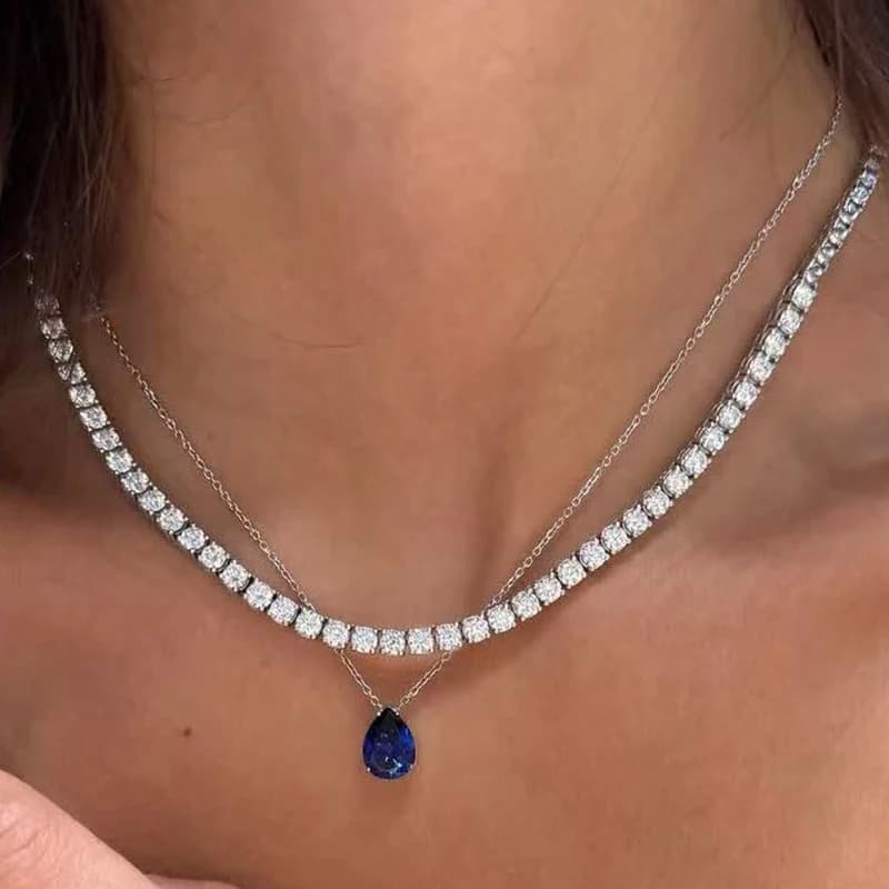 Moissanite Tennis Catena Dimensioni 2-6.5mm Bracciale Collana per donna Argento sterling Uomo Moissanite Tennis Catena Gioielli Hiphop