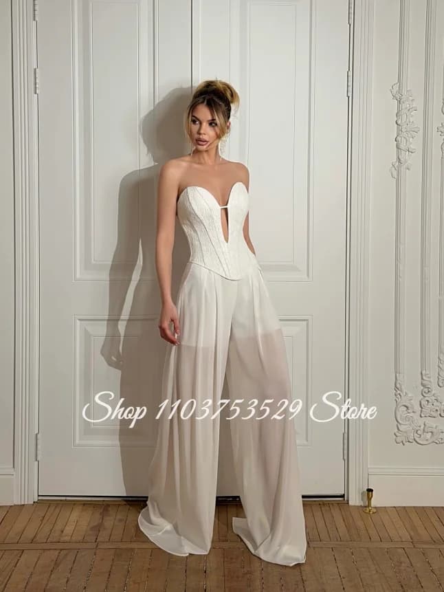 Abito da sera bianco senza spalline con scollo a V e corsetto, tuta velata e leggera personalizzata, abito da festa di matrimonio, abito da festa di compleanno, abito per servizio fotografico