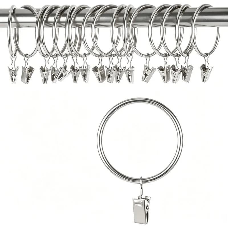 31 pcs 32mm Curtain Clip Rings, Bedroom Window Curtains, Sturdy Metal Ring, Strong Clip Grip, Multipurpose
