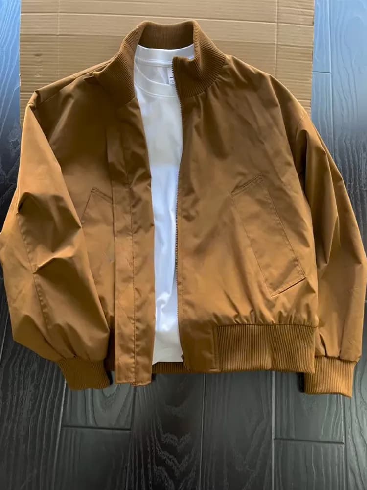Cleanfit American Style Flight Jacket Men's Short Baseball Uniform Heavyweight Structured Workwear Outerwear Spring Casual