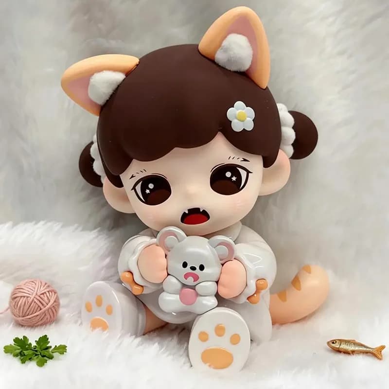 Zoraa Meow Cat Face Mini Series Blind Box Guess Bag Mystery Box Giocattoli Bambola Carina Anime Figure Ornamenti da Scrivania Regalo