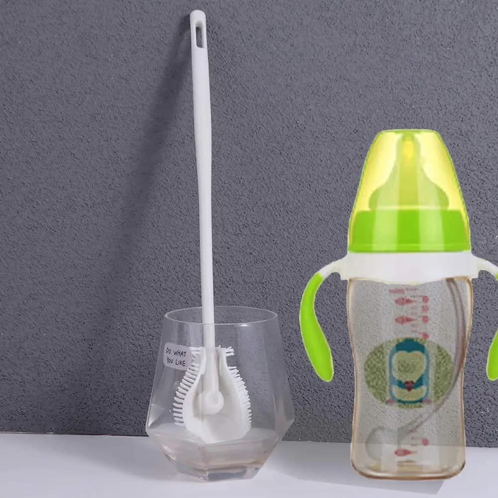 Senza lato cieco Spazzola per bottiglie a testa morbida Detergente per bottiglie d'acqua Ciuccio Spazzola per pulizia bottiglie per capezzoli Palmare in silicone