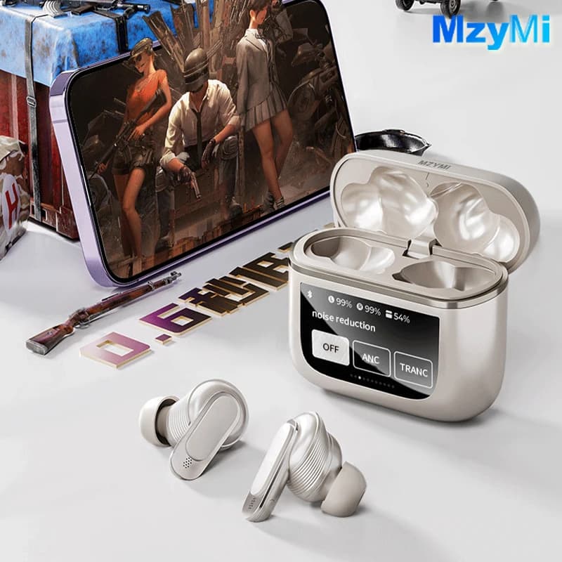 MZYMI Bluetooth 5.3 Auricolare Wireless V8 Pro Cuffie con cancellazione del rumore TWS Auricolari sportivi Cuffie con controllo touch screen