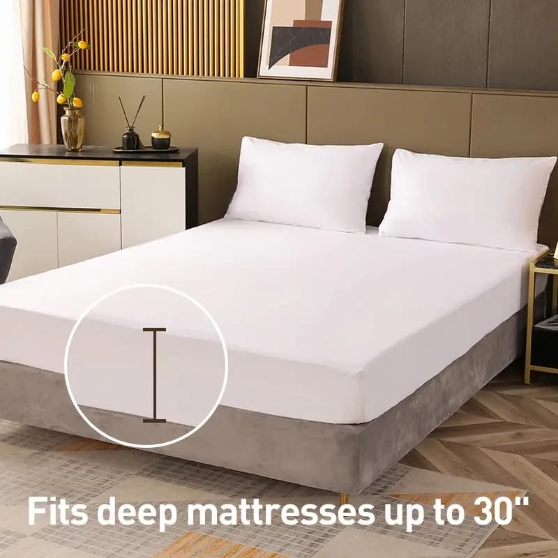 Waterproof mattress cover, silent and breathable mattress cover, soft jersey mattress cover for bed, fully adhering bed