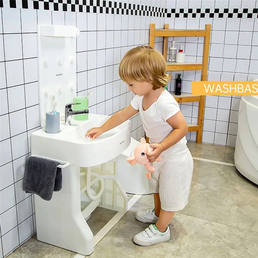 High Adjustable Children's Electric Simulation Washer Baby Training Washer for Face Washing and Tooth Brush