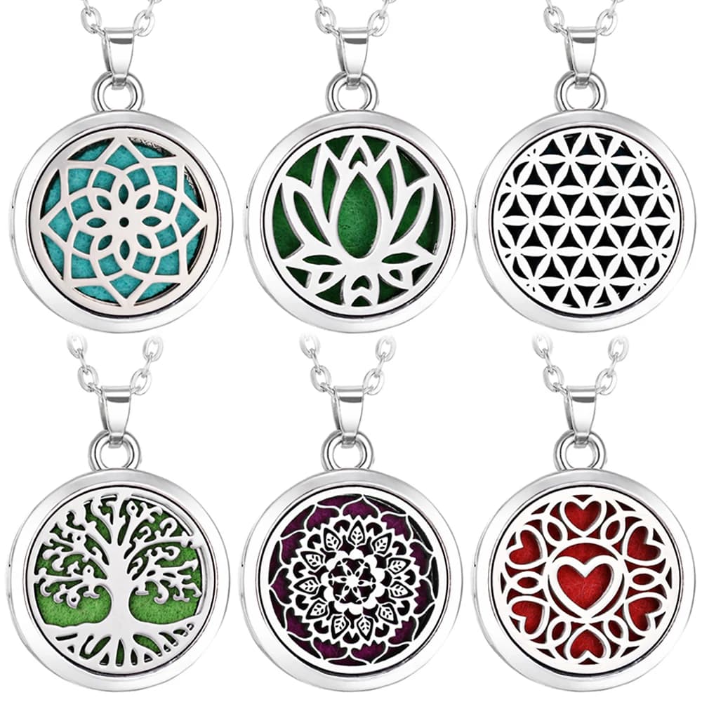 New Stainless Steel Fashion Life Tree Aromatherapy Diffuser Oil Scent Medallion Pendant Gift Women Jewelry