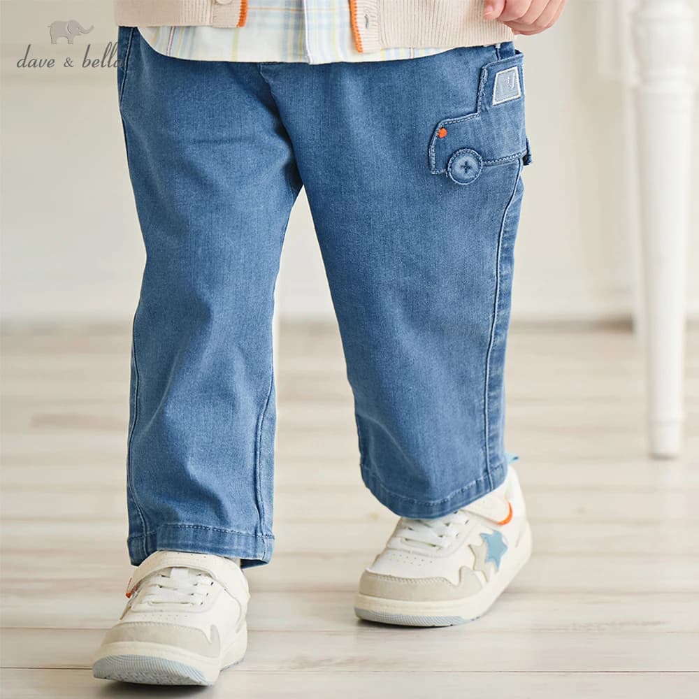 Dave Bella Jeans per ragazzi Primavera Autunno Pantaloni in denim Bambini Pantaloni elastici casual Pantaloni da cowboy per bambini Abbigliamento da esterno DB3252495