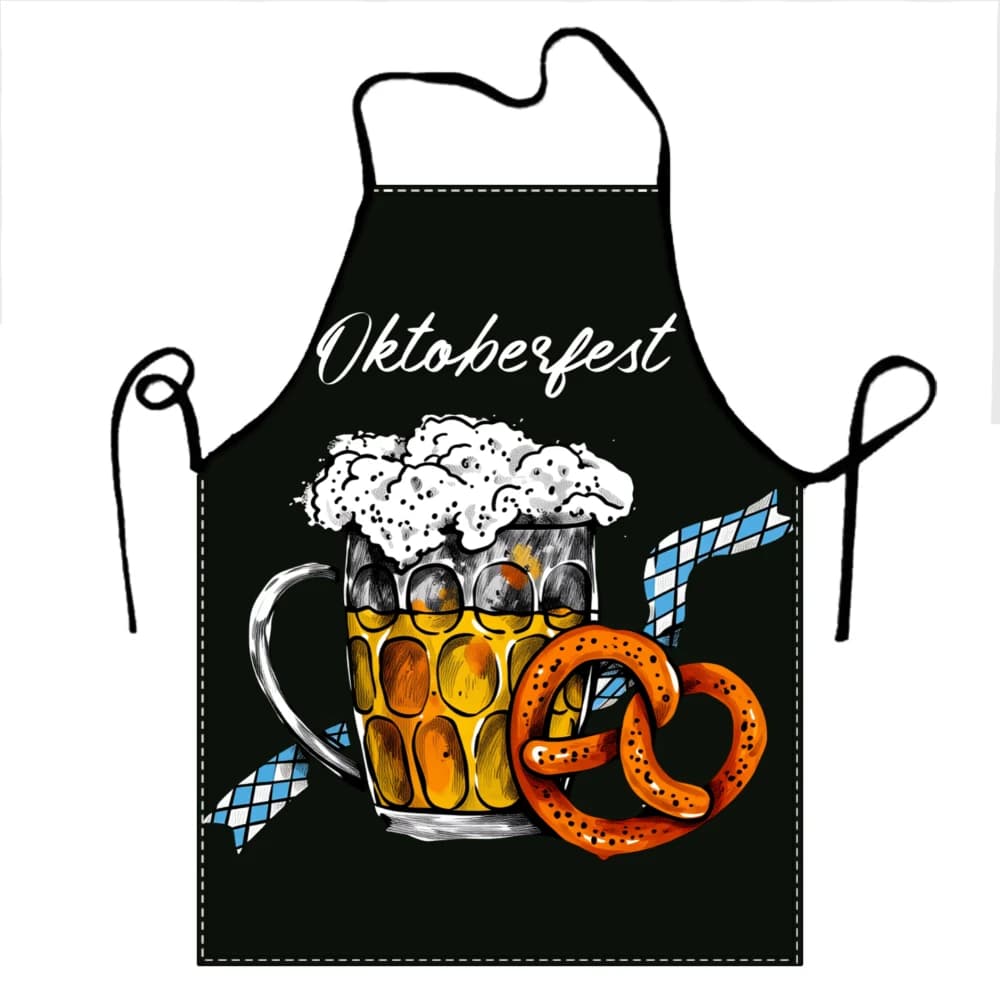 Grembiule Oktoberfest con design a forma di boccale di birra e pretzel, grembiule da cucina nero per uomo e donna, accessorio per costume da festival bavarese