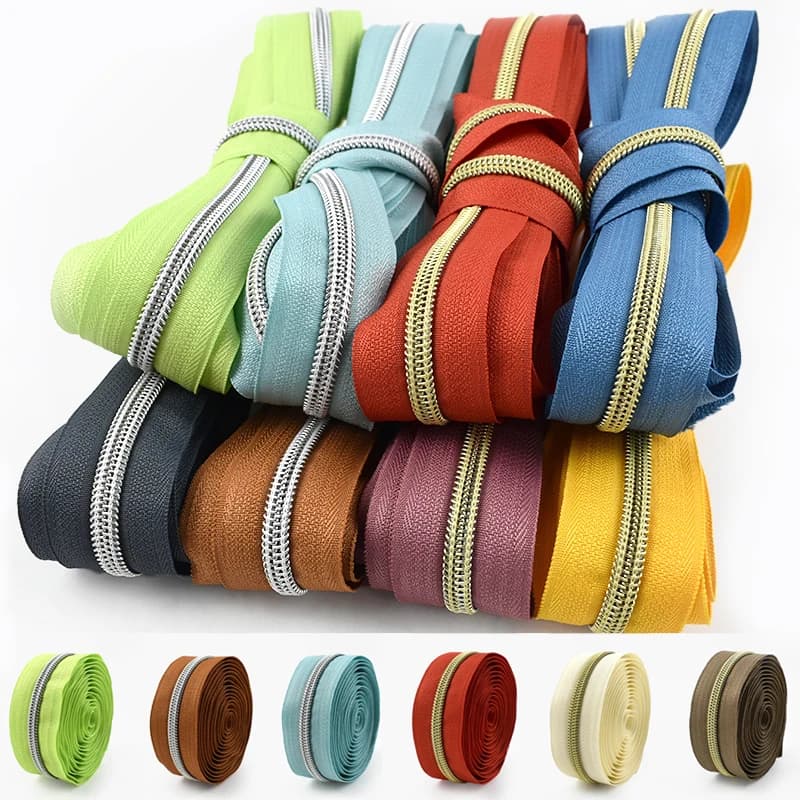 Cerniere a spirale in nylon da 2-20M per cucito e chiusura di borse (5 pezzi) # Nastro con cerniere continue al metro, kit di riparazione cerniere decorative per abbigliamento