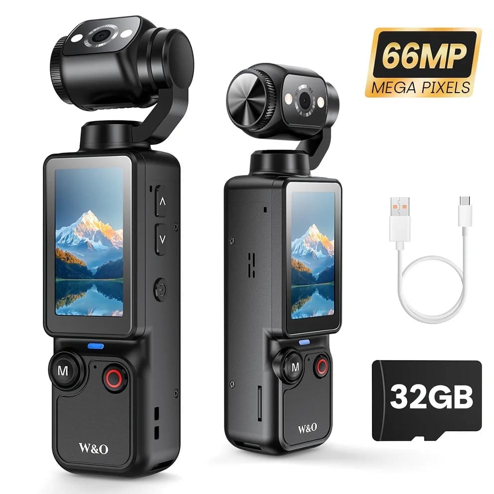 Kaysunlin Telecamera Sportiva Indossabile WiFi, Registratore per Bicicletta e Moto, Mini Cam per Vlogging con Scheda da 32GB