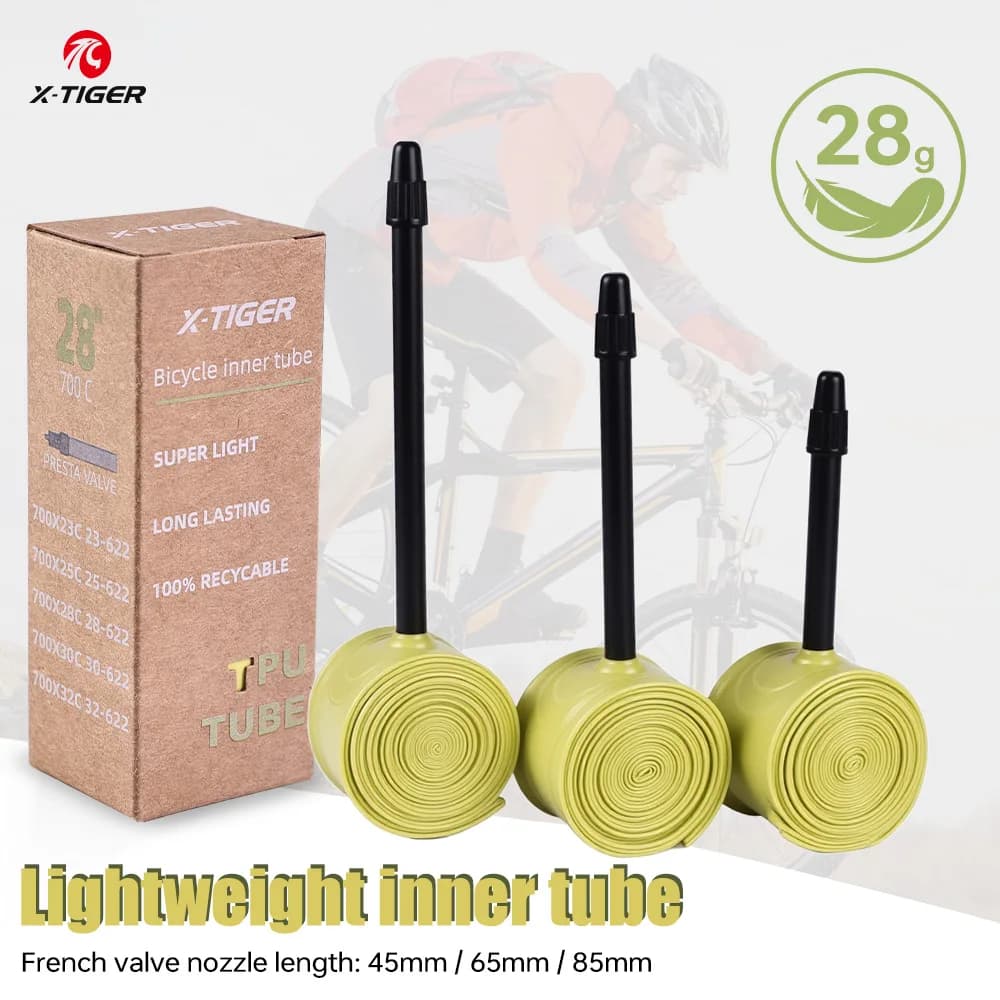 X-TIGER bicycle air chamber in TPU 700c, ultra light and durable road bike air chamber, equipped with 45/65/85 mm valve, bicycle equipment