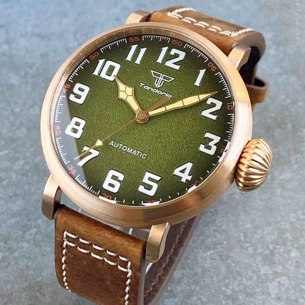 47MM Cusn8 Bronzo Reale PT5000 NH35A Orologio Automatico per Gli Uomini Vintage Pilot Impermeabile 10Bar Diver Orologio Zaffiro Lume