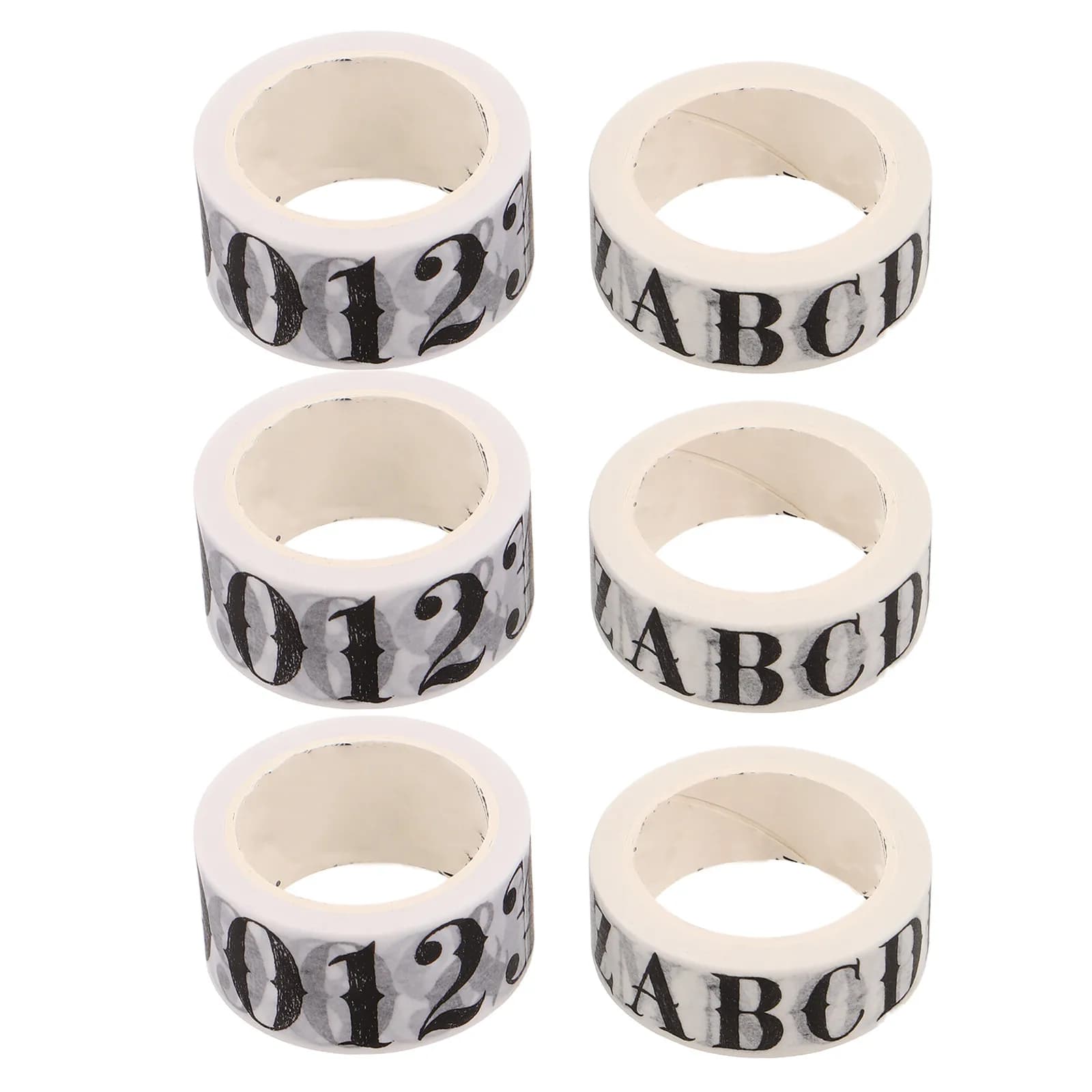 6Pcs Washi Tape Vintage Font Self Adhesive Decorative Tape for Planner Scrapbooking Journaling Notebook Letter Number Sticker