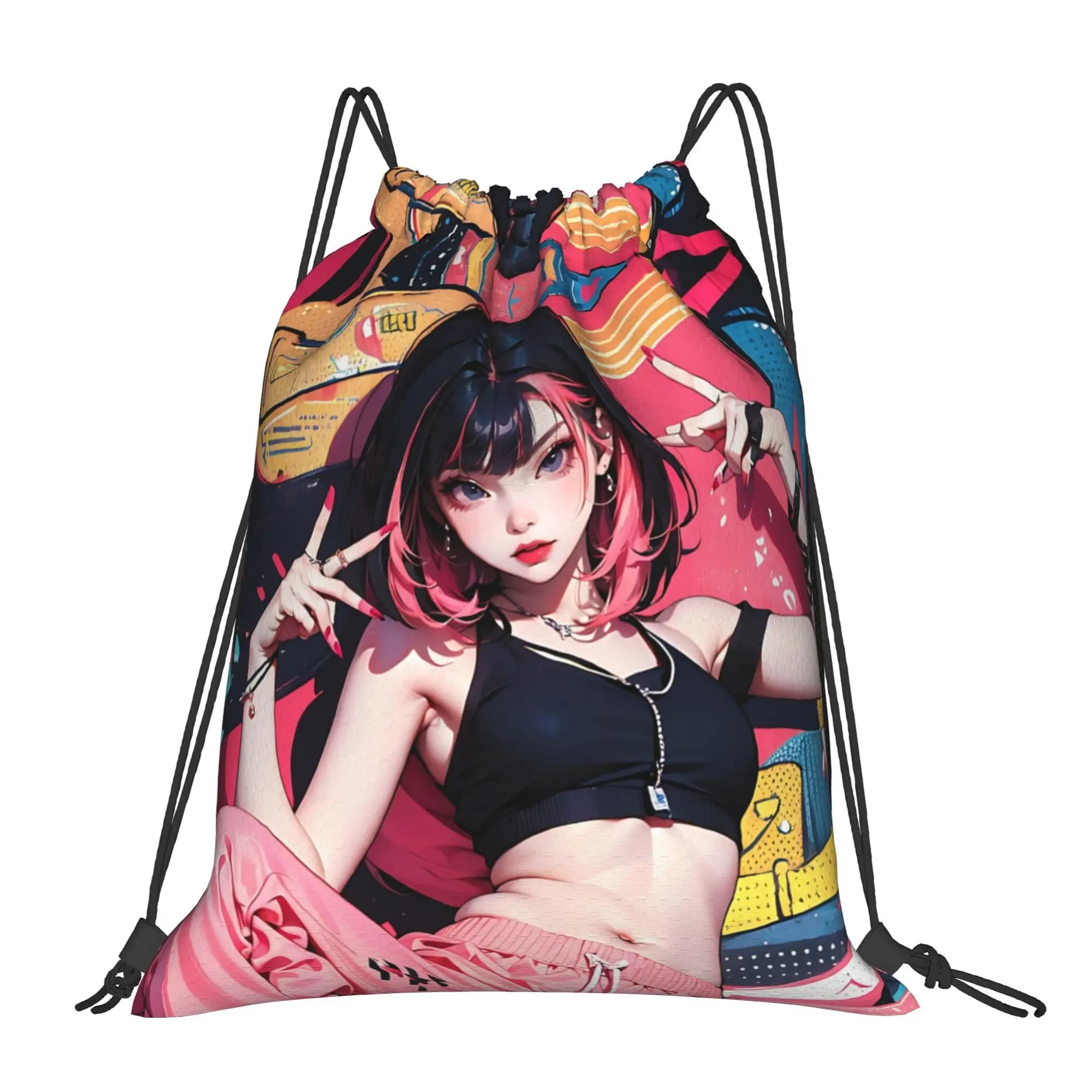 Borsa a sacchetto con coulisse in stile K-pop, con stampa di gruppo femminile, per sport, scuola, scarpe, per ragazzi e ragazze