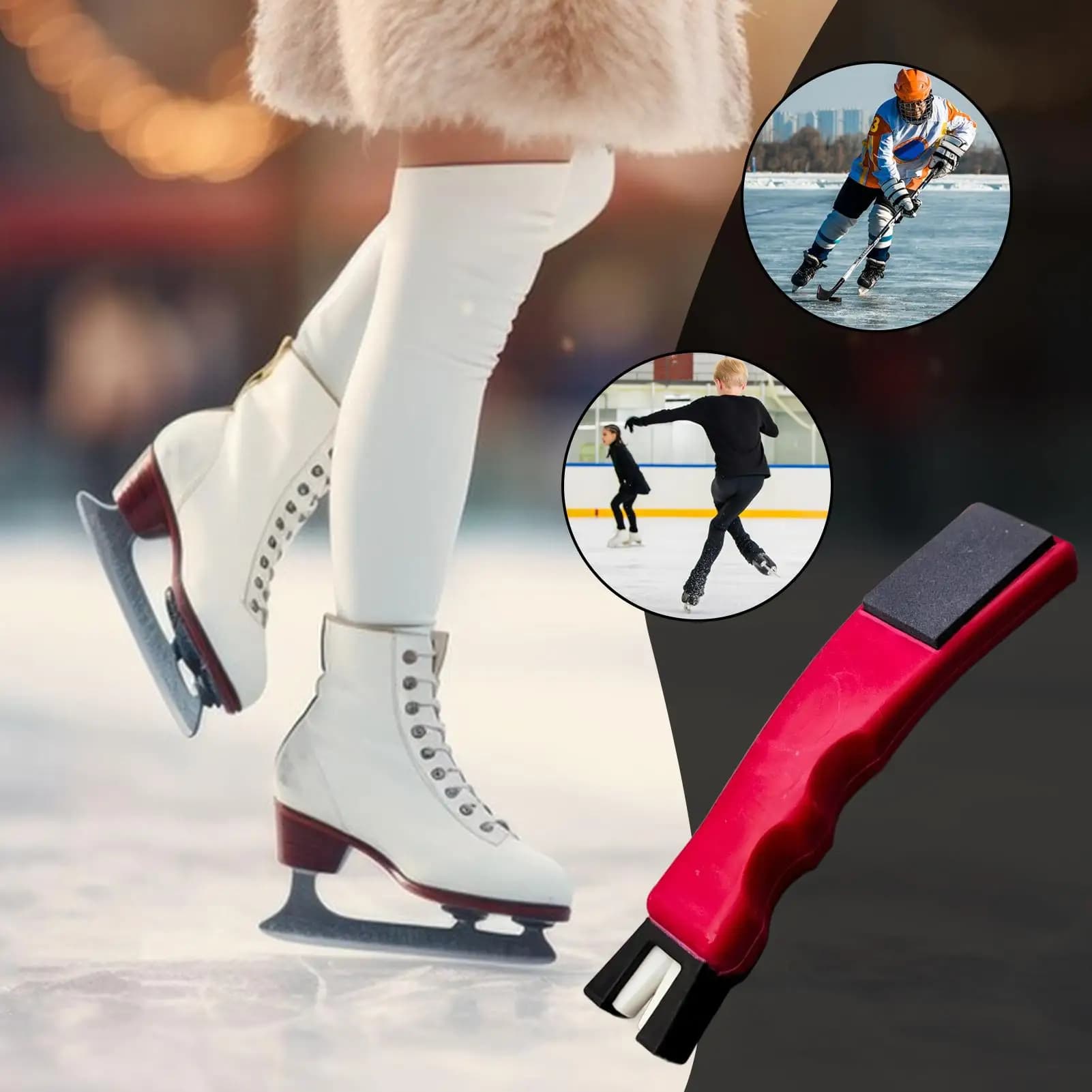 Affilatore per Pattini da Ghiaccio a Doppio Lato, Strumento di Manutenzione e Affilatura, Attrezzatura Professionale per Affilare Pattini