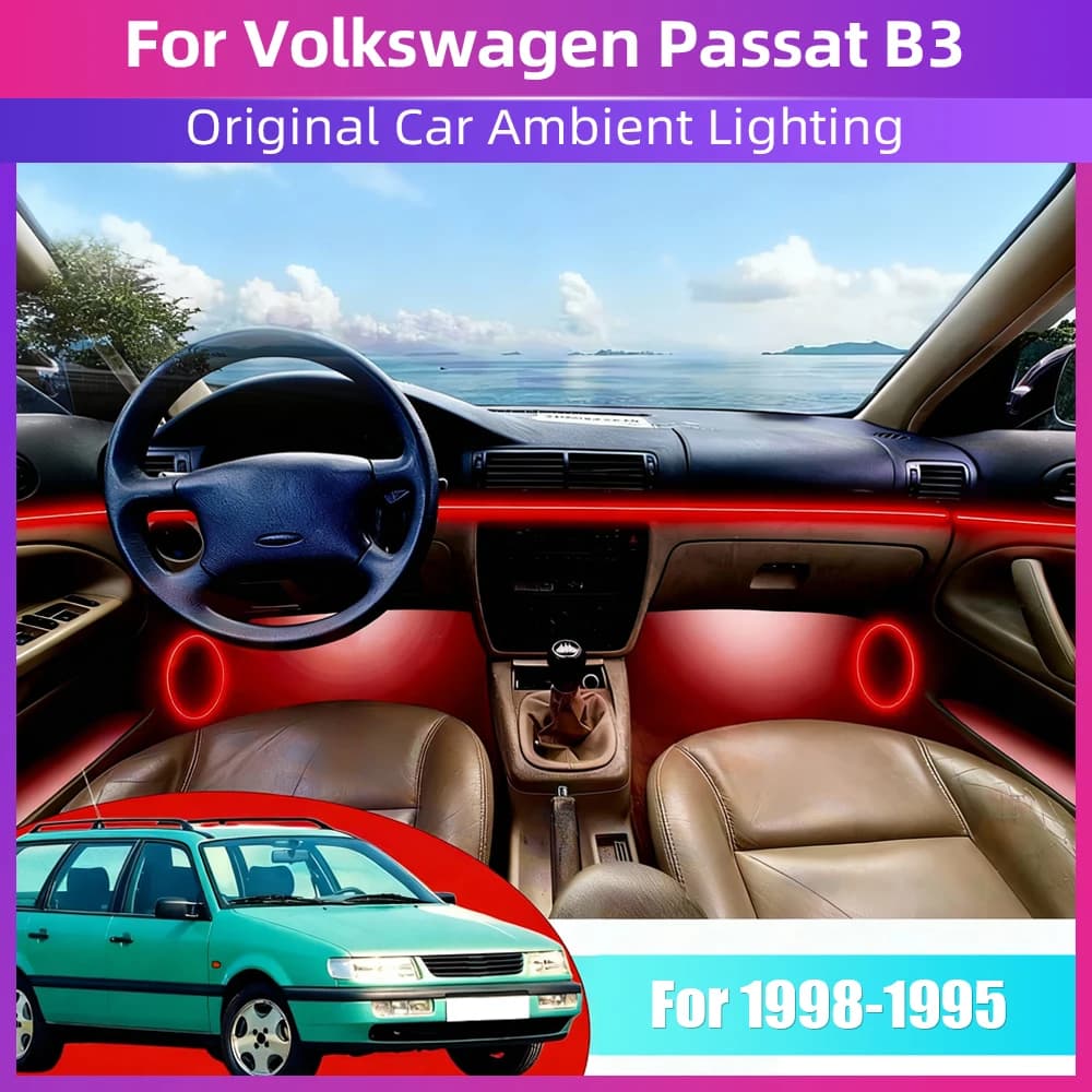 Kit di Illuminazione Ambientale LED RGB a 64 Colori per Volkswagen Passat B3 1988-1995, Strisce Acriliche Interne con Controllo App
