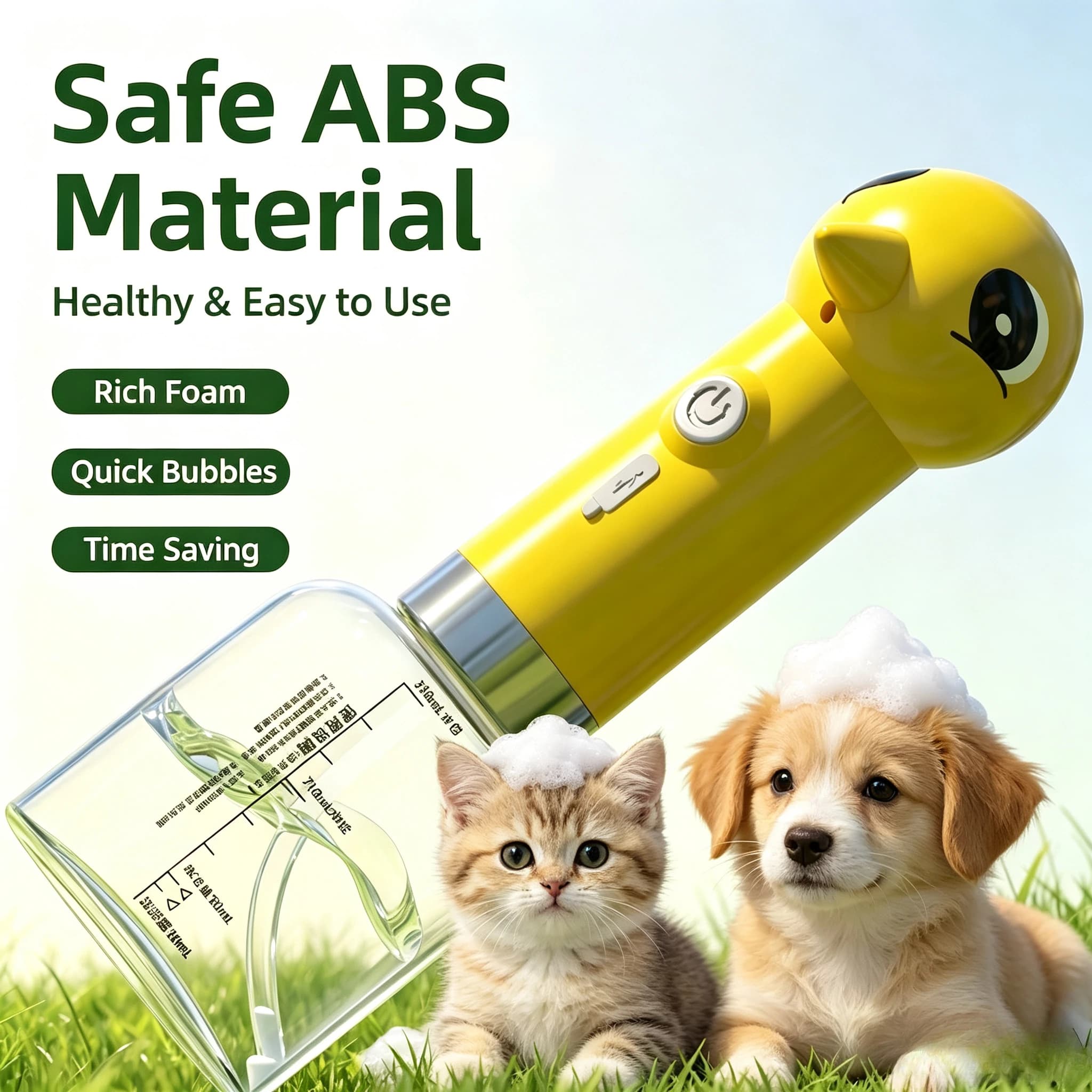 Low Noise Silent Motor Rechargeable Pet Foam Maker One Touch Auto Bubble Dispenser Bath Tool For Dogs Cats Grooming