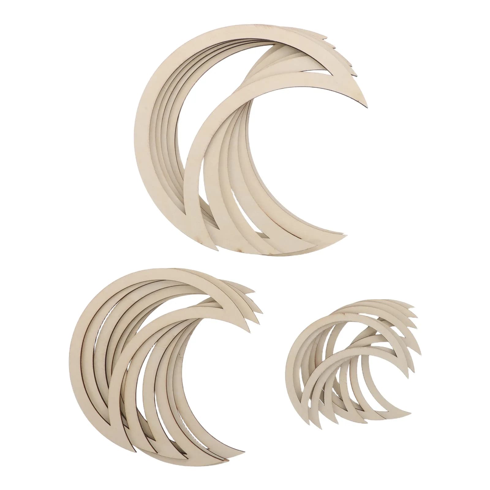18Pcs Wooden Moon Hoop Rings Unfinished Dreamcatcher Base DIY Craft Supplies for Wall Hanging Decor Nursery Wreath Frame
