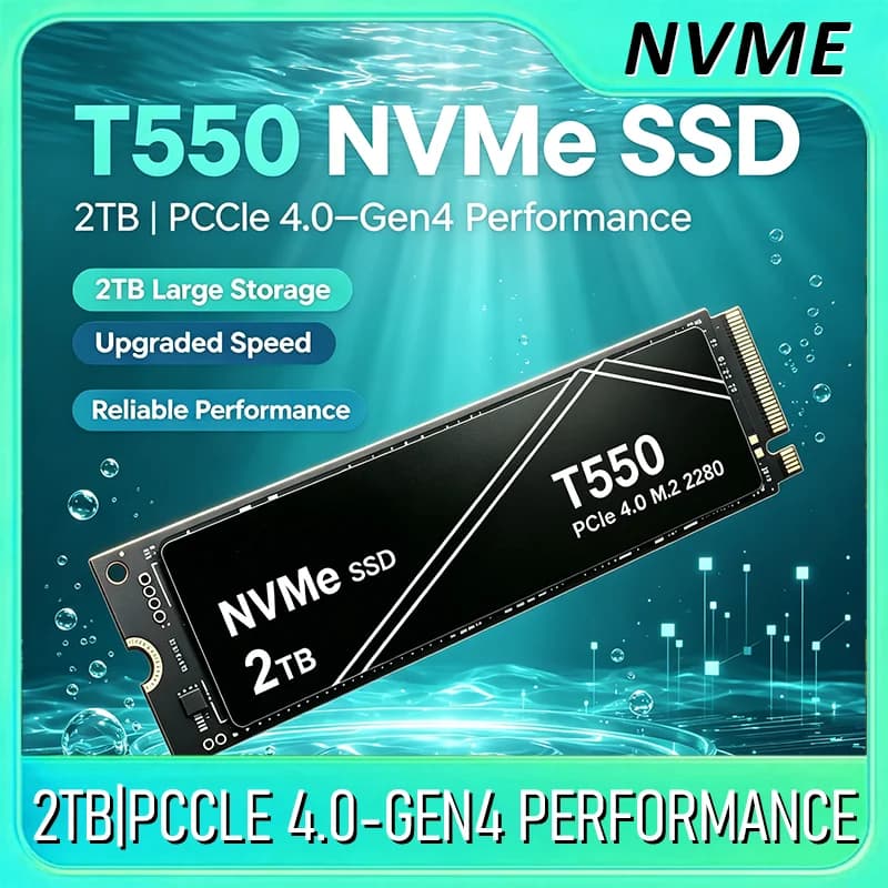 Hot Sale New T550 Large Capacity Portable SSD NVMe PCIe Gen 1TB 2TB 4TB External Storage Disk for Gaming PC Laptop PS5 Console