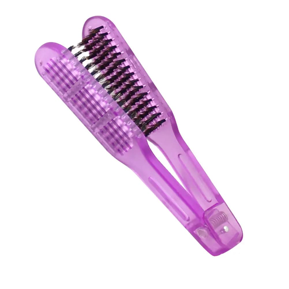 Smooth comb for women's hair, wild boar bristles, plastic handle, anti-crespo smooth brush for everyday use, purple color