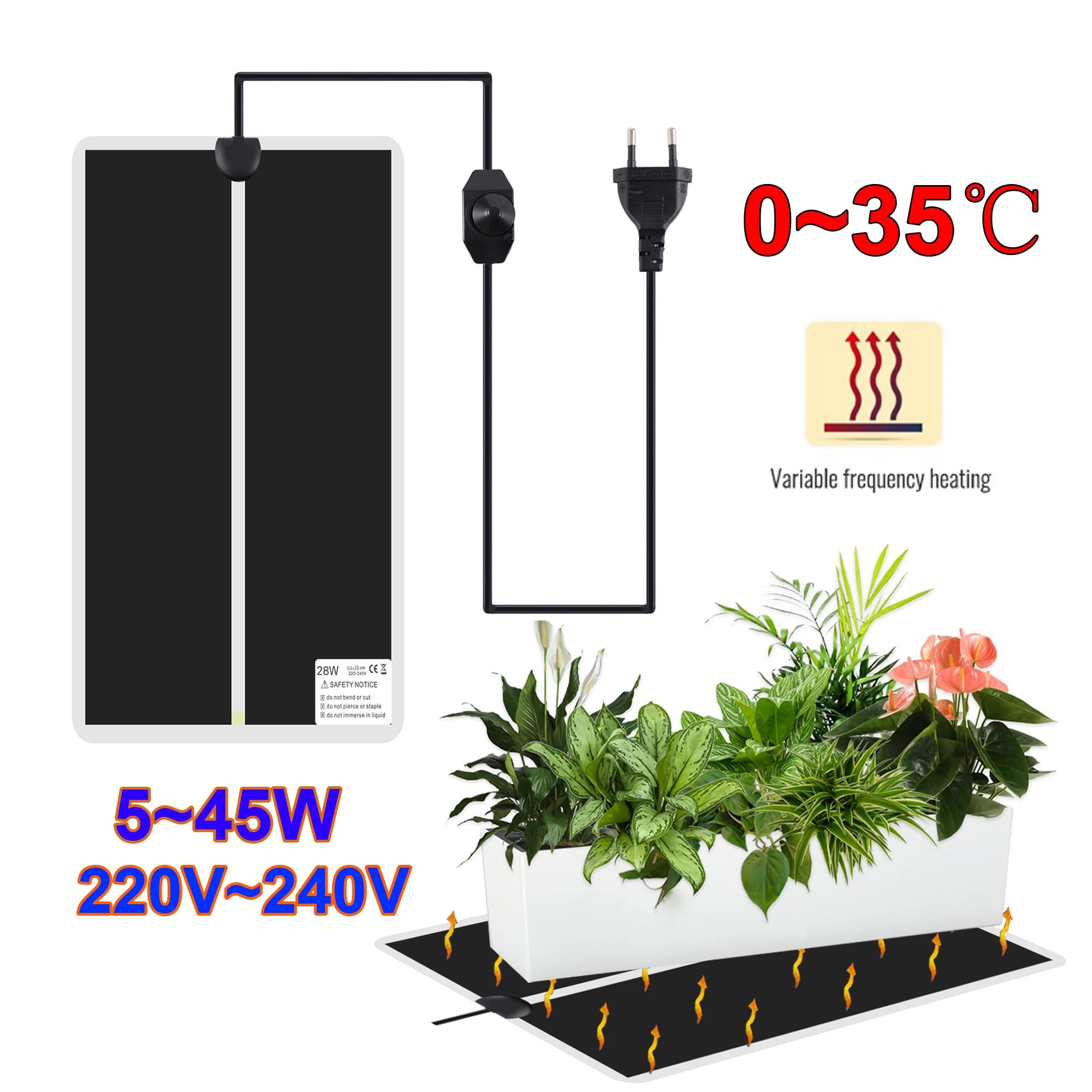 5~45W Heat Mat for Plants 220V~240V Plant Seed Germination Propagation Hot Mat Plant Flower Plant Winter Anti-cold Heat Mat
