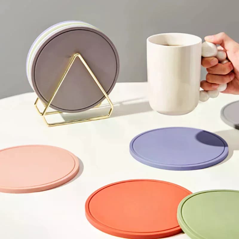 Coaster Holder Stand Rack Dish Triangle Coasters Support Drink Kitchen Round Holders Black Storage Metal Display Plate Iron