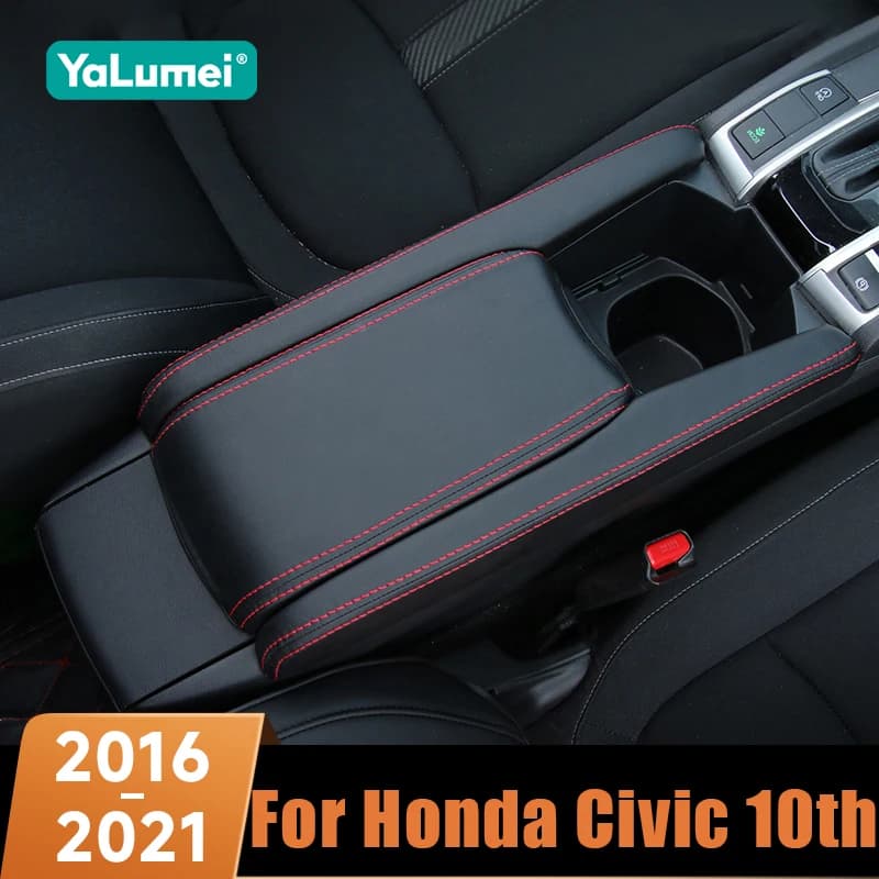 For Honda Civic 10th Gen 2016 2017 2018 2019 2020 2021 Civic X FC Car Center Console Armrest Box Leather Cover Trim Accessories