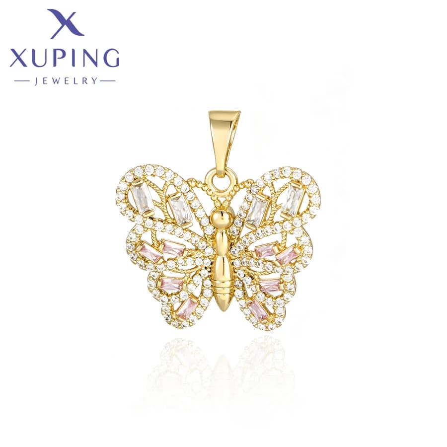 Xuping Jewelry New Arrival Fashion Butterfly Light Gold Color Pendant Necklace for Women Party Gifts X001299761