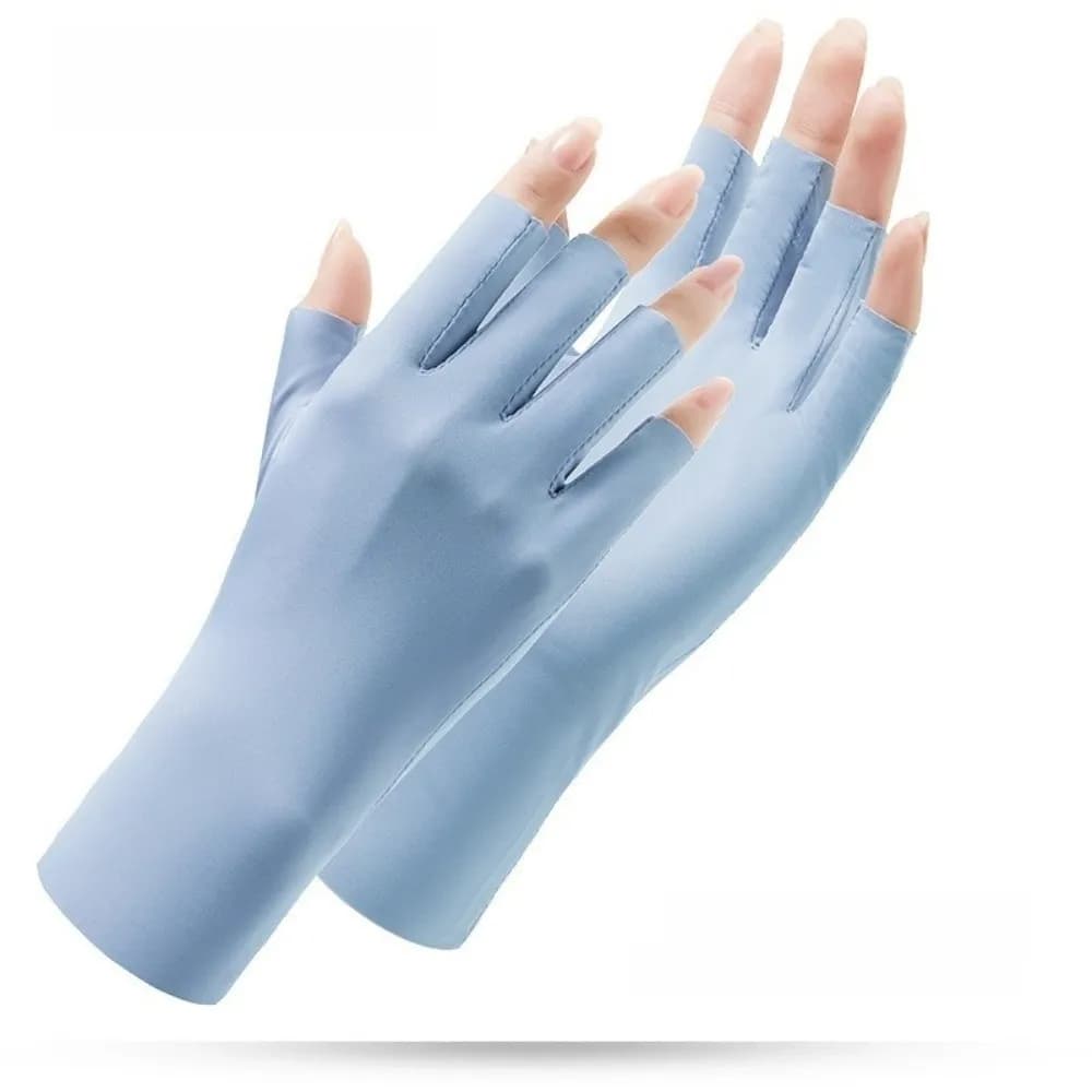 Breathable Solid Color Sun Protection Gloves Anti-skid Anti-Uv Women Fingerless Gloves Ice Silk Thin Half-Finger Mitten Driving