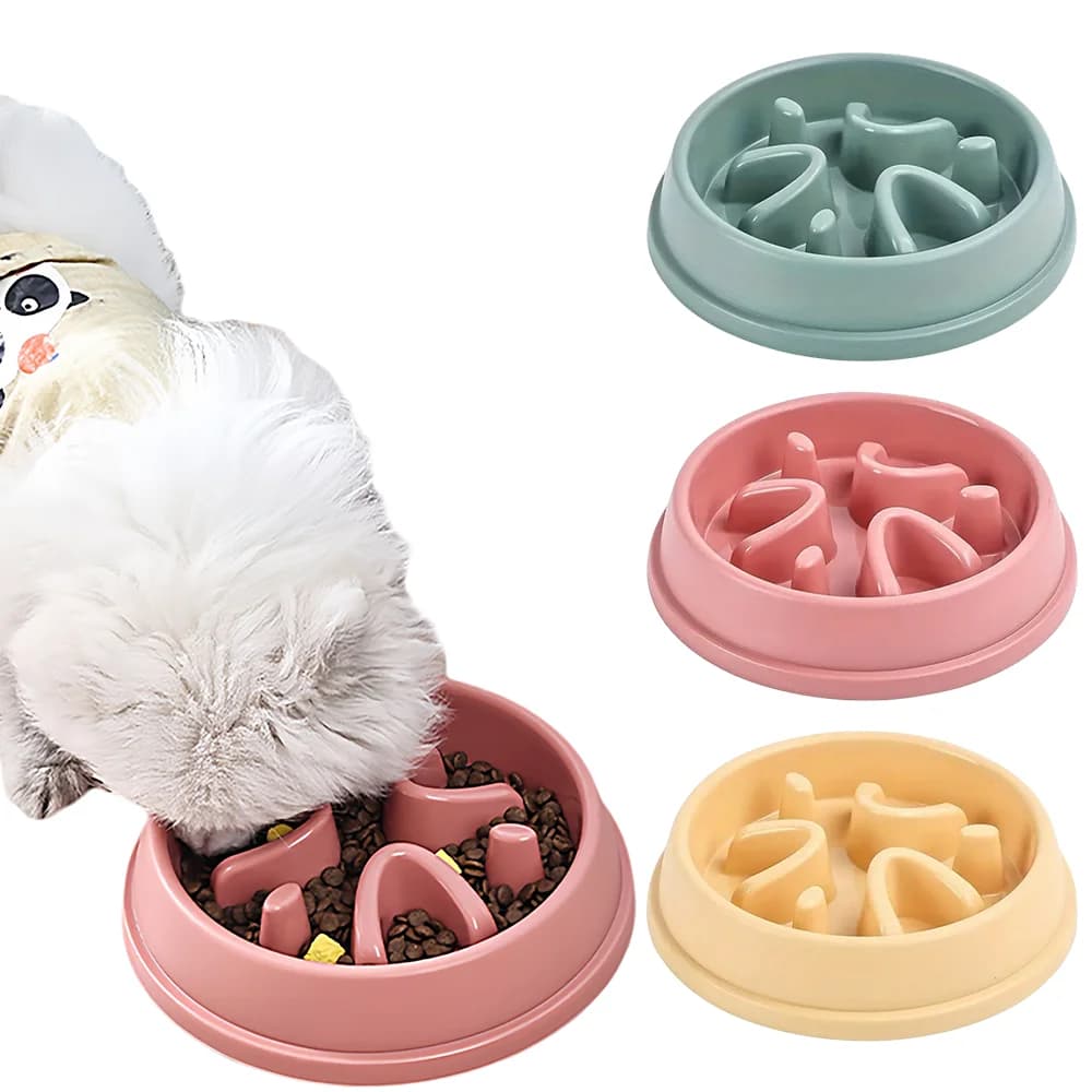 Ciotola per animali domestici con alimentatore lento anti-soffocamento per cani e gatti: mangiare sicuro, plastica resistente, accessorio quotidiano essenziale