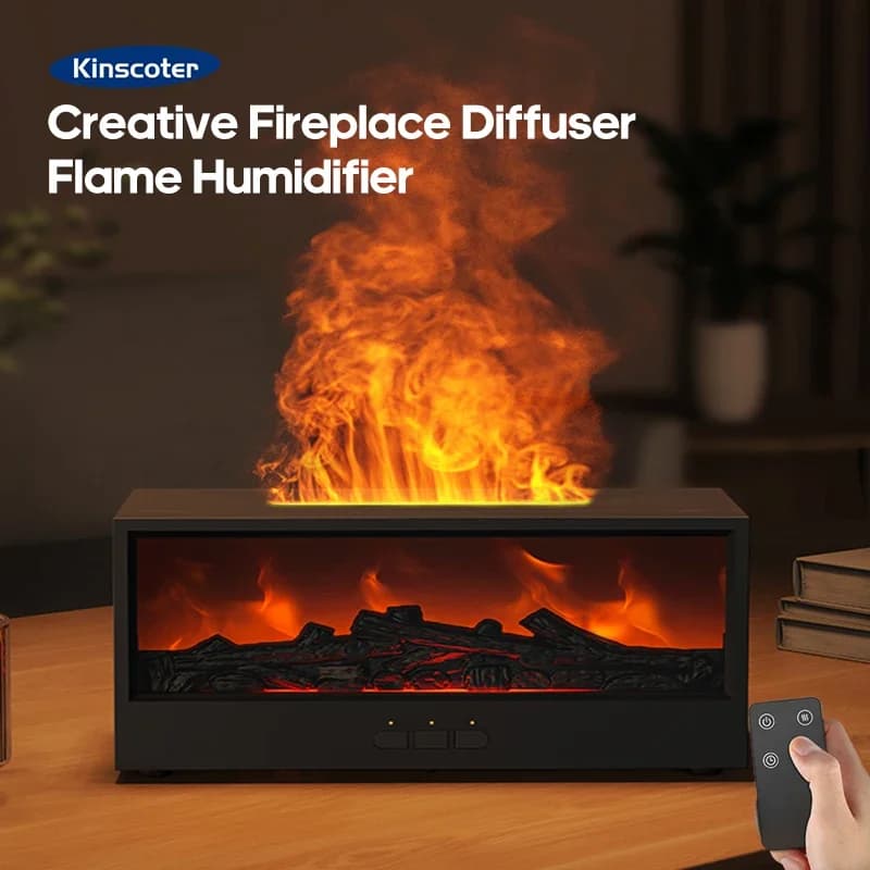 Umidificatore per camino Diffusore di oli essenziali aromatici con spegnimento automatico senza acqua con luce LED e telecomando per regalo creativo domestico