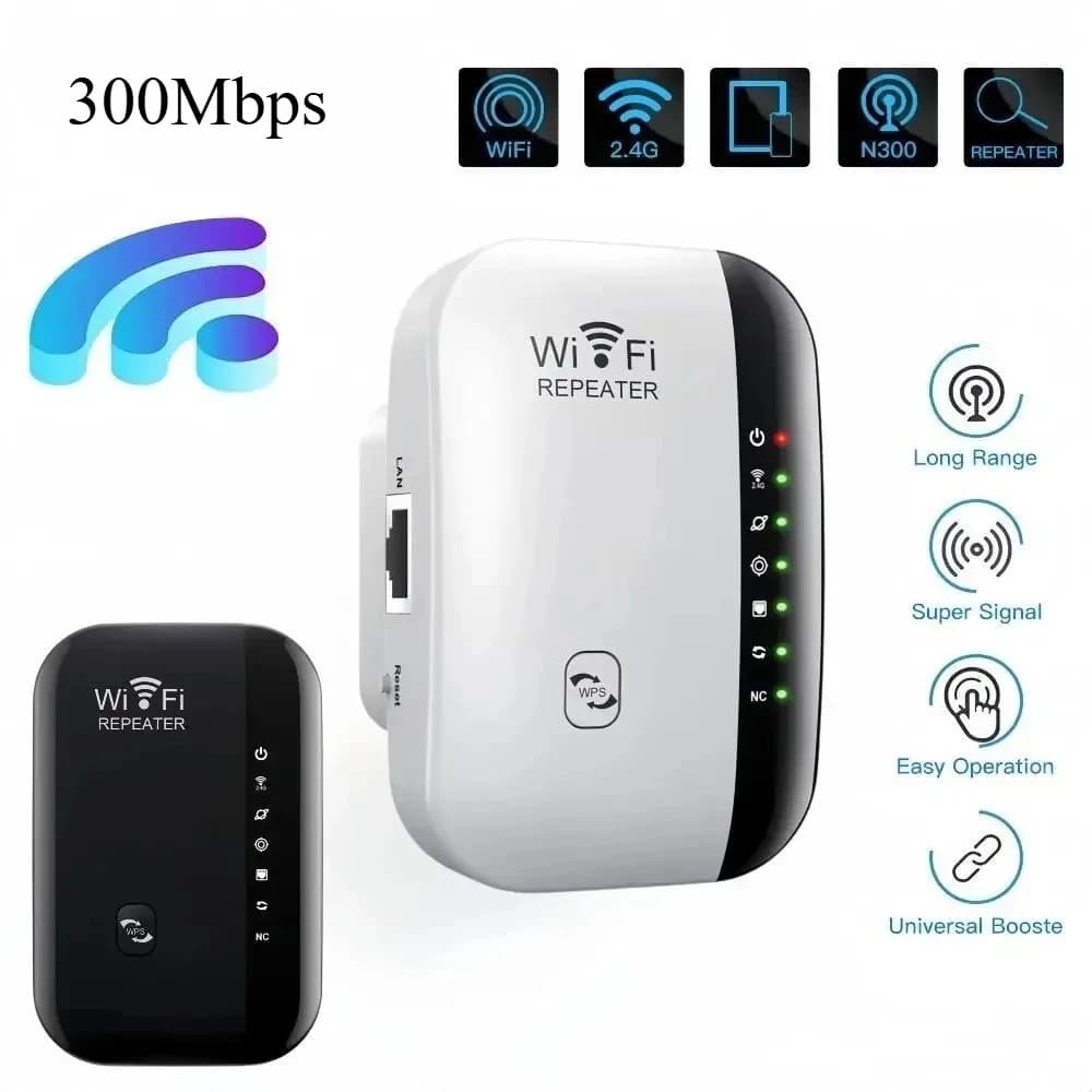Nuovo Ripetitore WiFi 300Mbps, Amplificatore di Segnale Wireless, Estensore di Copertura con Spina UK/AU, Router Domestico per Cellulari, Computer, TV
