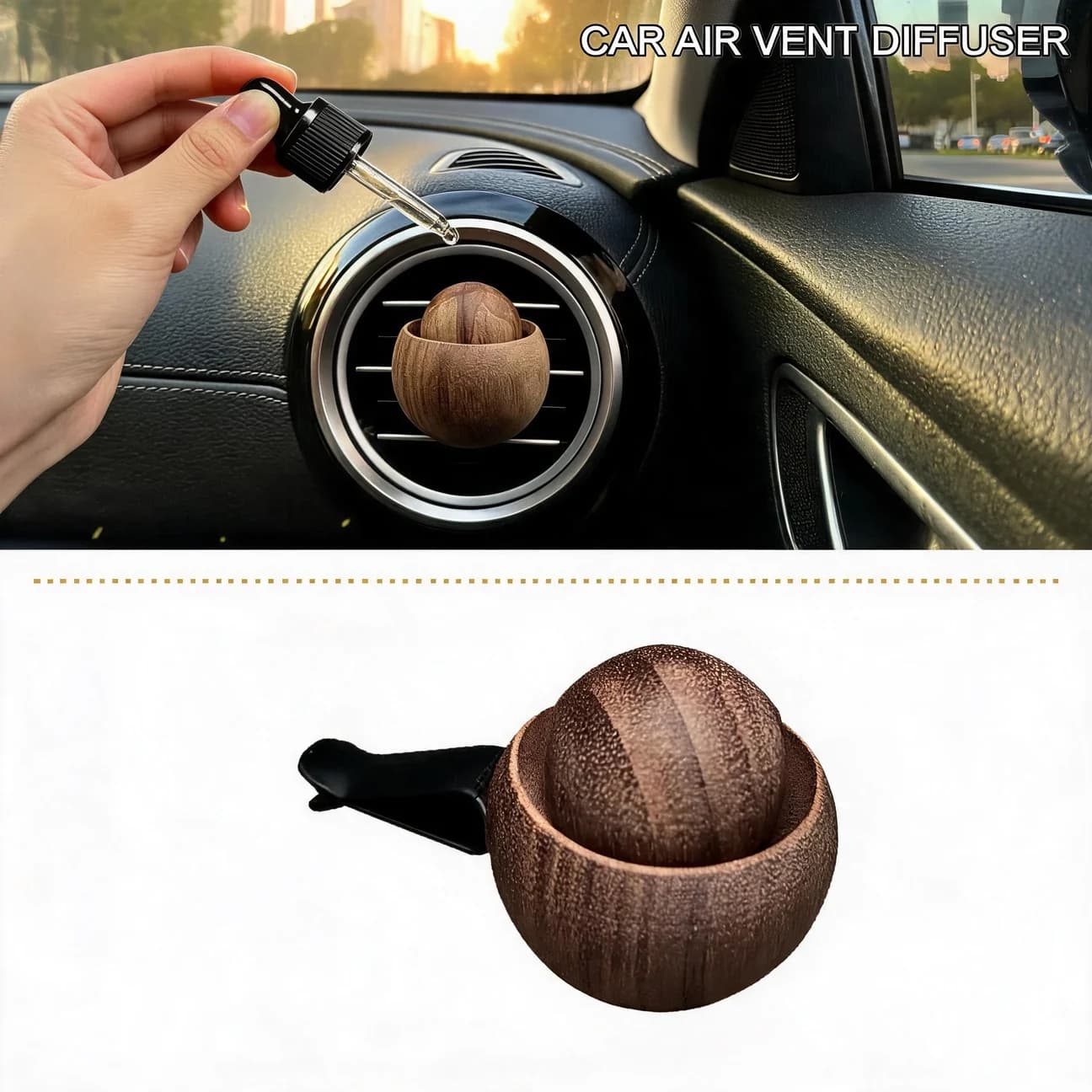 Luxury Perfume Air Vent Clip Wooden Car Diffuser Bottle Aromatherapy Freshener Sublimation Car Ornaments Wood Diffuser