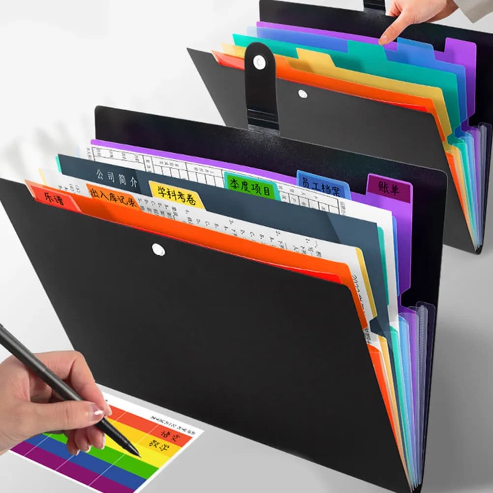 3Pcs Lightweight PP Material Expanding File Folder Multi Layer Document Organizer for Business Cards Vouchers Bills Papers