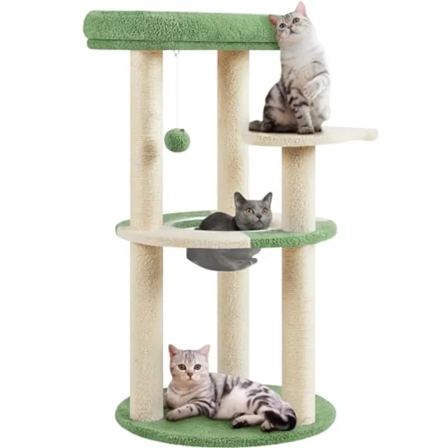 Cat Tree, 35.5in Cat Tower for Indoor Cats, Cat House with Scratching Posts and Padded Perch and Space Capsule, Cute Kitten Tre