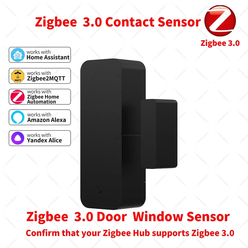 Sensore di contatto per porte e finestre Zigbee 3.0, richiede hub Zigbee, compatibile con Home Assistant, Yandex, Alexa, ZHA, Zigbee2MQTT