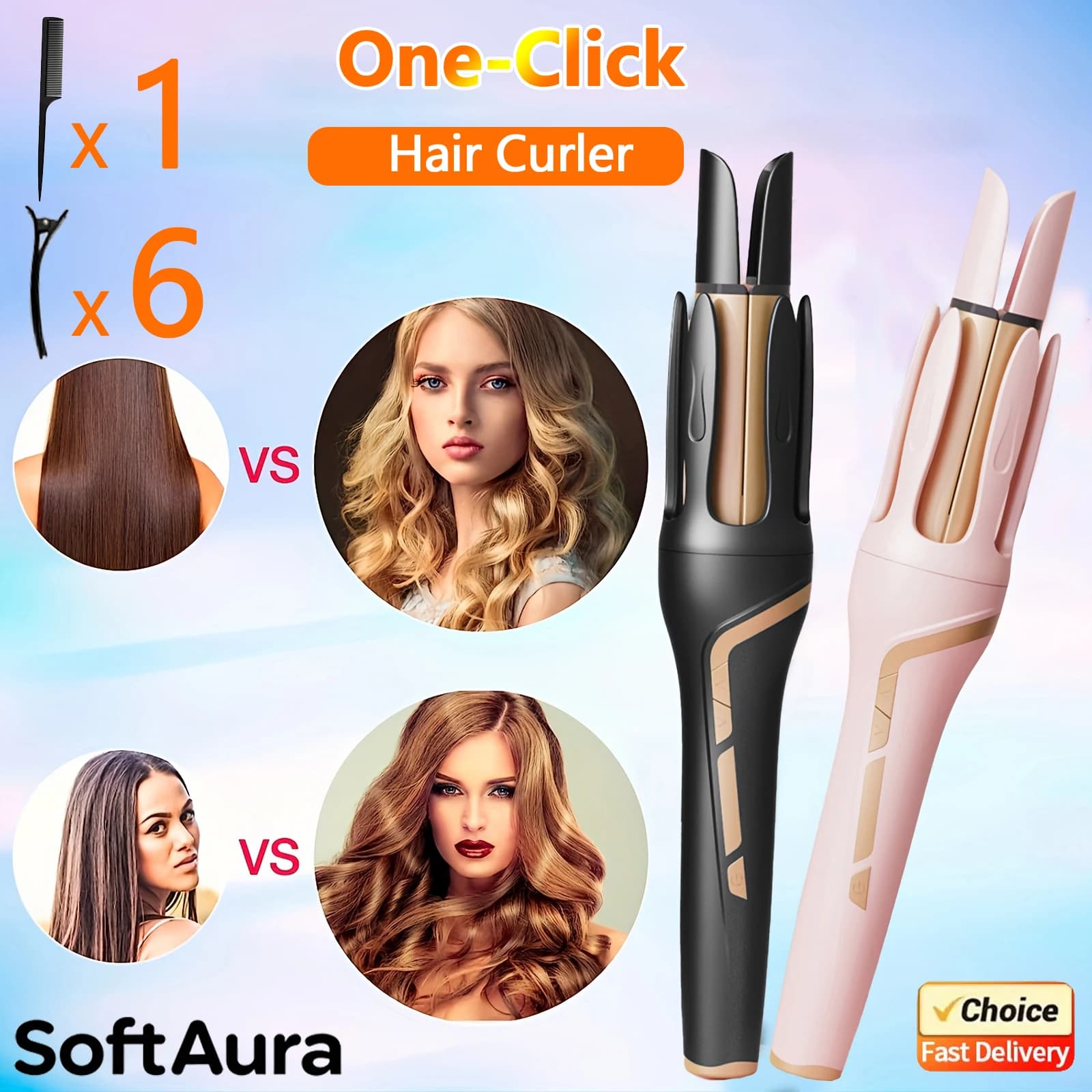Automatic curling iron 32mm with Great Cylinder for Voluminous Waves, Styling Tool Without Damage to Hair, Durable Curses, for Home Use and Travel