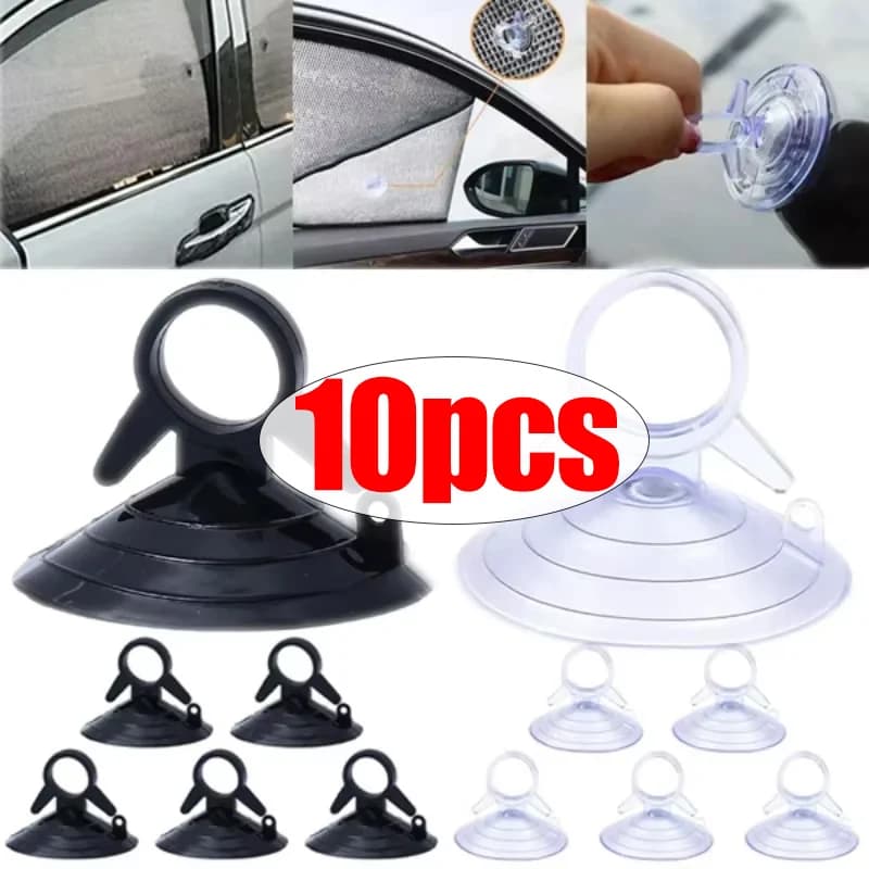 10 pz Auto Visiera Parasole Fissaggio Ventosa 45mm Nero/trasparente Gomma Ventosa Gancio Auto Clip di Fissaggio Accessori