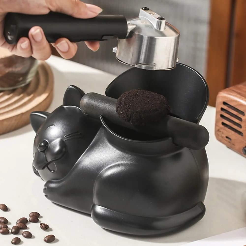 Removable Dump Bin Coffee Knock Box Cat Shape Design Recycling Bucket Coffee Grounds Container Small Size Cartoon Style