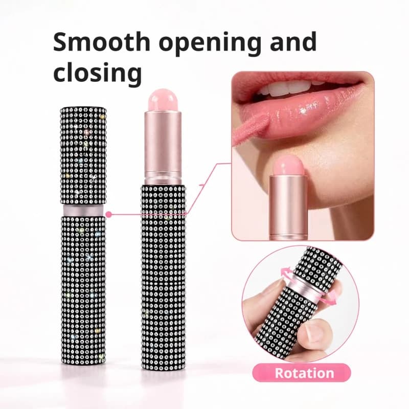 Bling Rhinestone Lip Brush Retractable Portable Lipstick Applicator Dustproof Cover Lip Makeup Cosmetic Tool