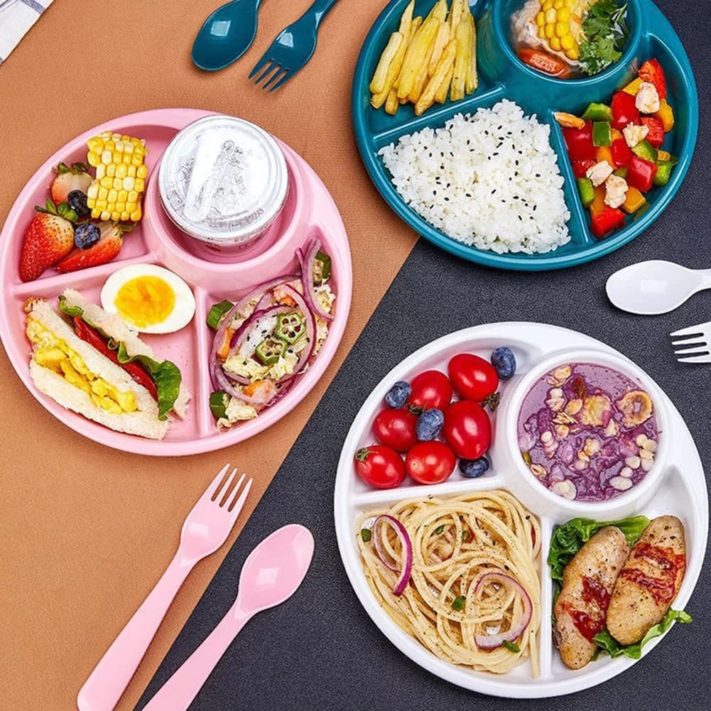 Creative Grid Plate Food Usage Material Quantity Meal for Weight Loss Tablets for high and low temperature children