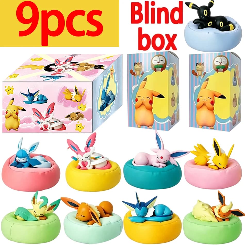 1-9pcs Anime Pokémon Eevee Figure Blind Box Toy Multi Form Series PVC Model Desktop Decoration Birthday Halloween Christmas Gift