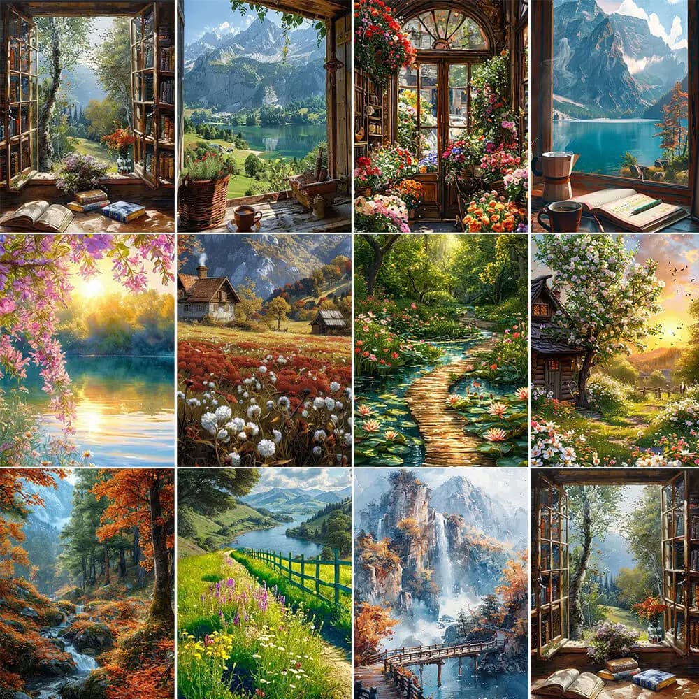 Coloring By Numbers Mountains Landscape Oil Painting Kits Adults Unique Gift Diy Acrylic Paint By Numbers For Living Room Wall