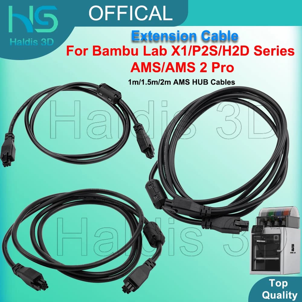 Cavo di prolunga per Bambu Lab X1/P2S/H2D Series AMS/AMS 2 Pro 1m/1.5m/2m Cavi AMS HUB a 6 pin con anello magnetico, parte per stampante 3D