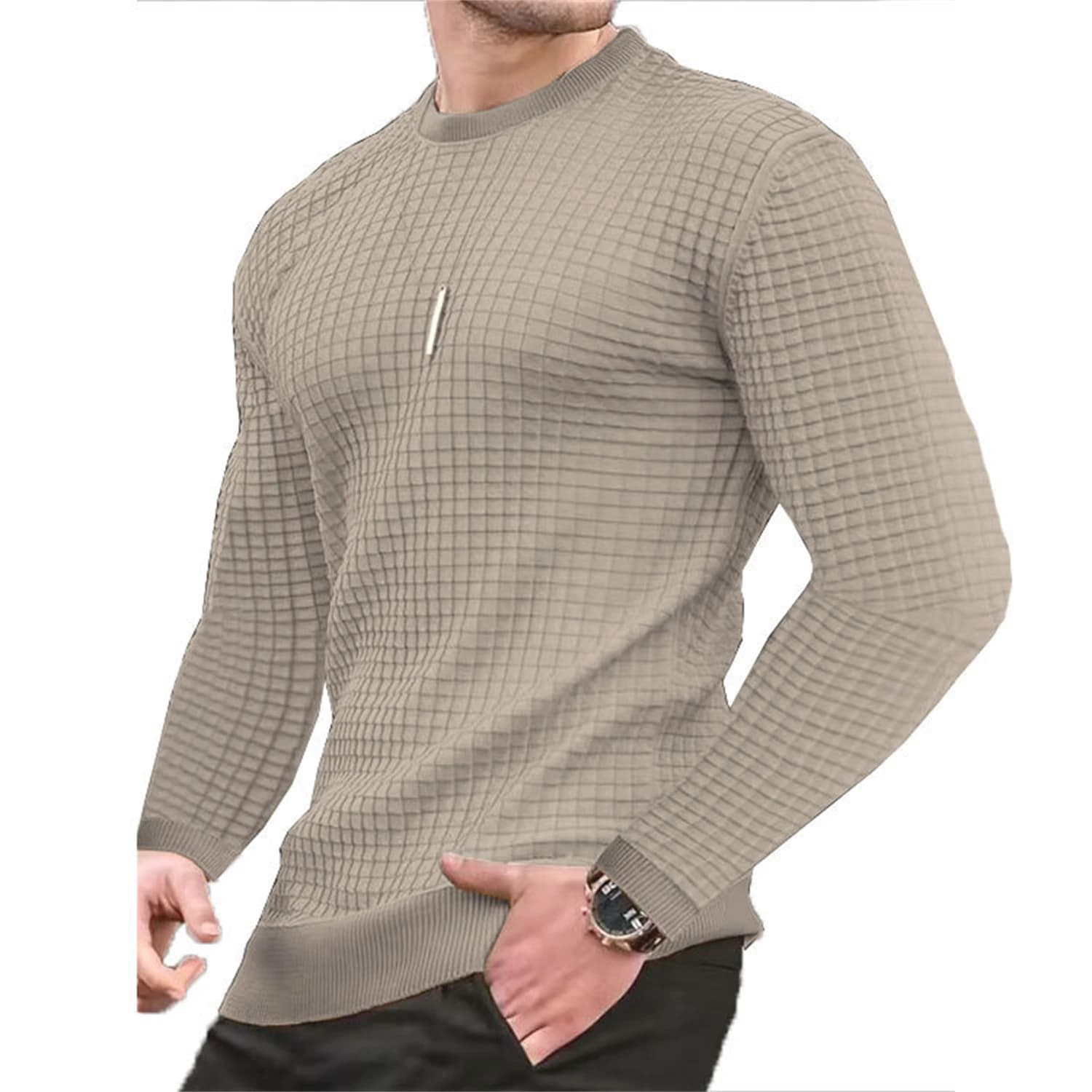 Cappotto da uomo moda piccolo quadri Waffle giovanile girocollo jacquard con cappuccio a quadri